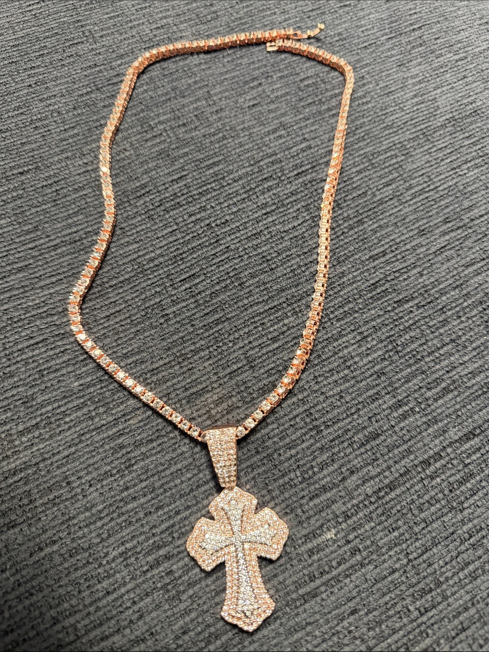 Rose Gold Pave Cross Pendant Necklace - Women Jewelry